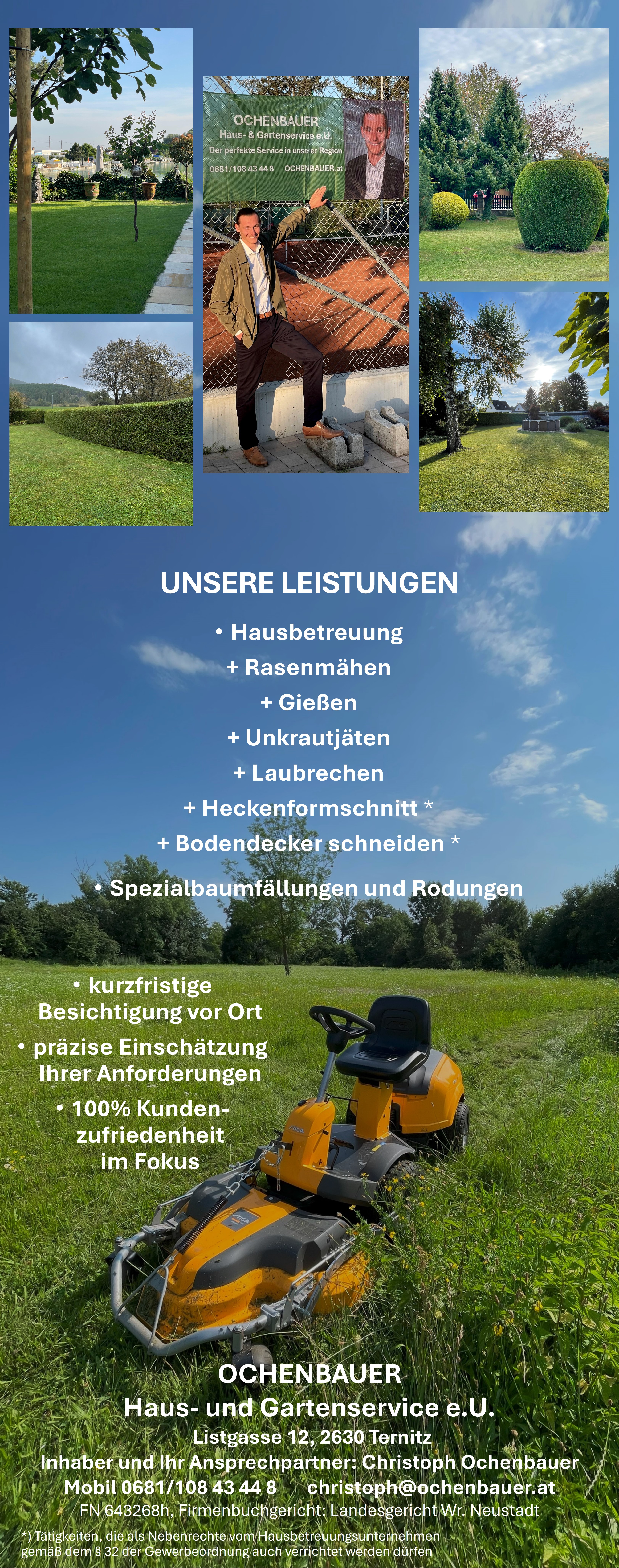 Rasenmähen Heckkenschnitt oder Hecke schneiden im Rahmen eines Heckenformschnittes